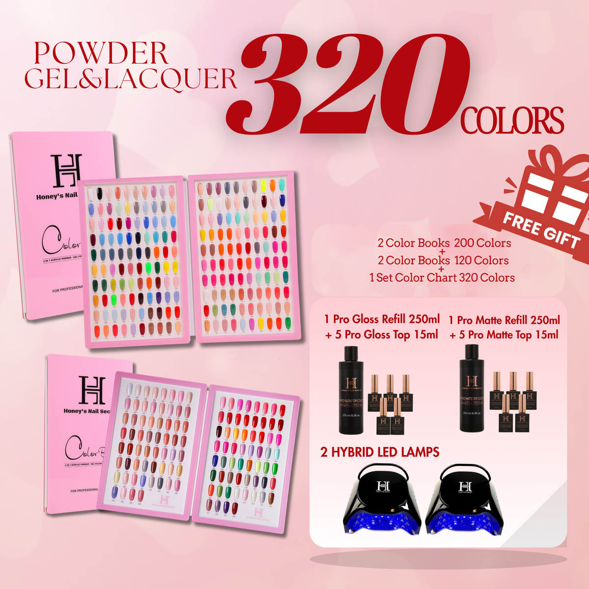 FULL LINE 4 in 1 PREMIUM ACRYLIC + GEL & LACQUER 320 COLORS