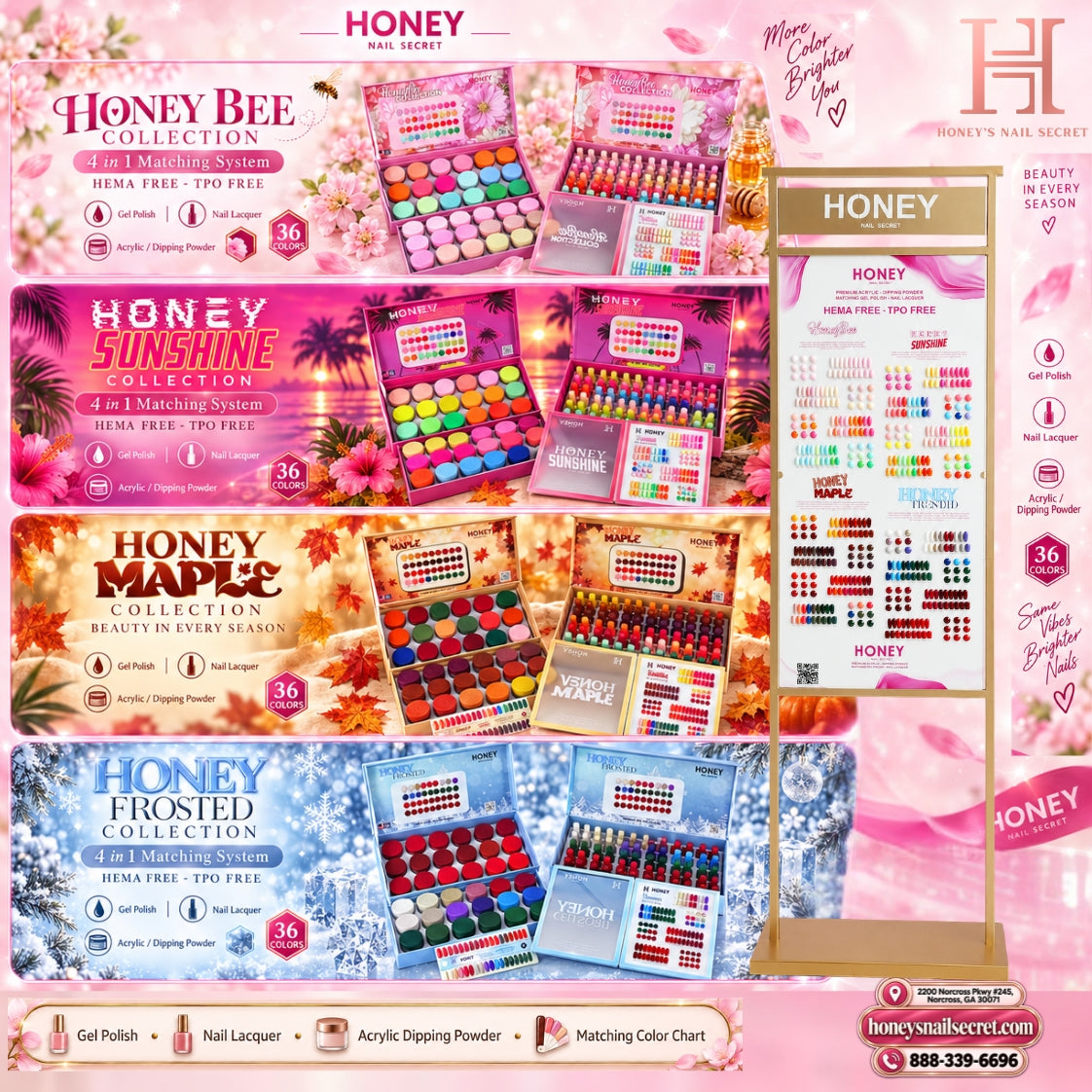 FULL LINE 4 in 1 HONEY ACRYLIC + GEL & LACQUER 144 COLORS