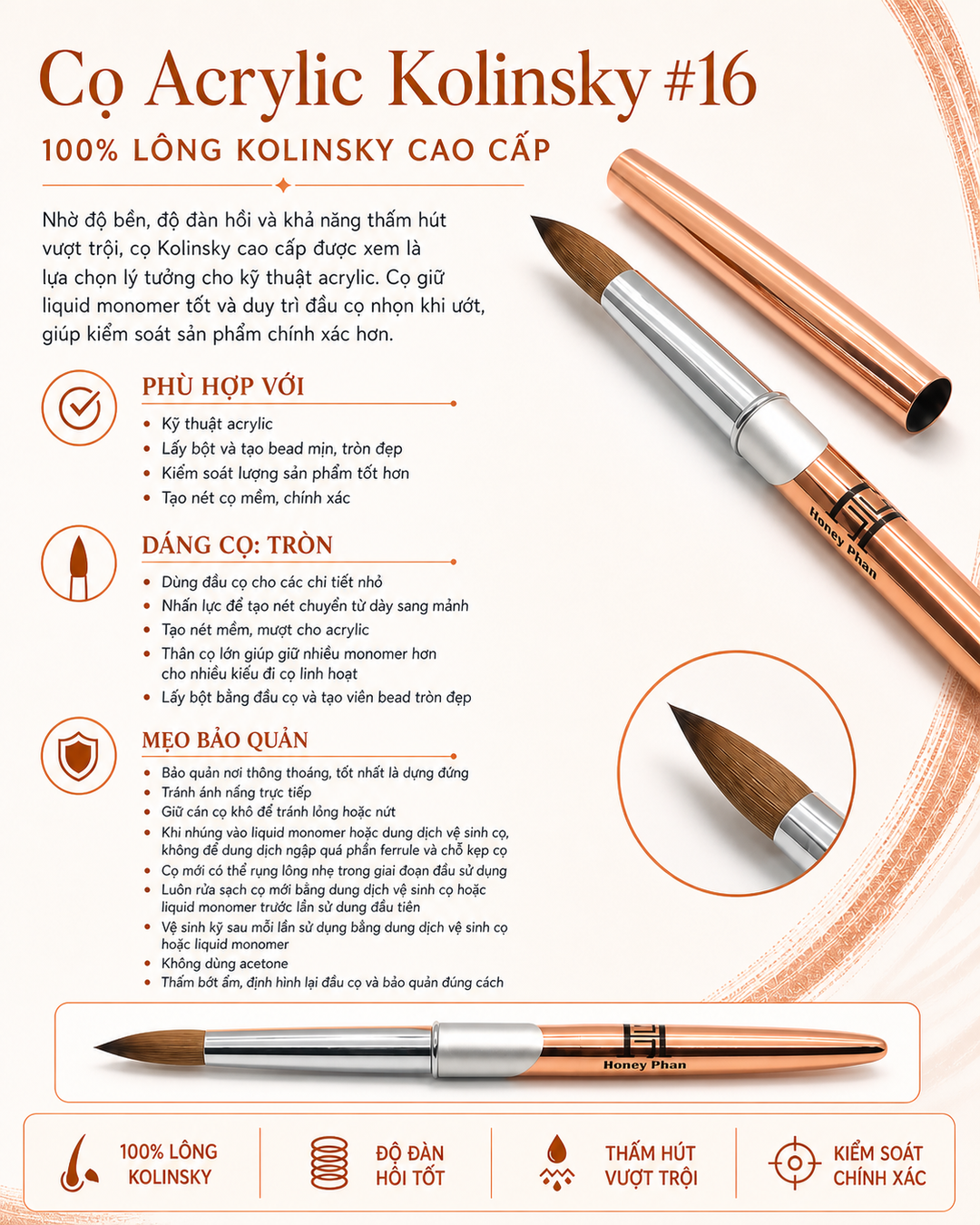Pro Acrylic Kolinsky Brush Size 