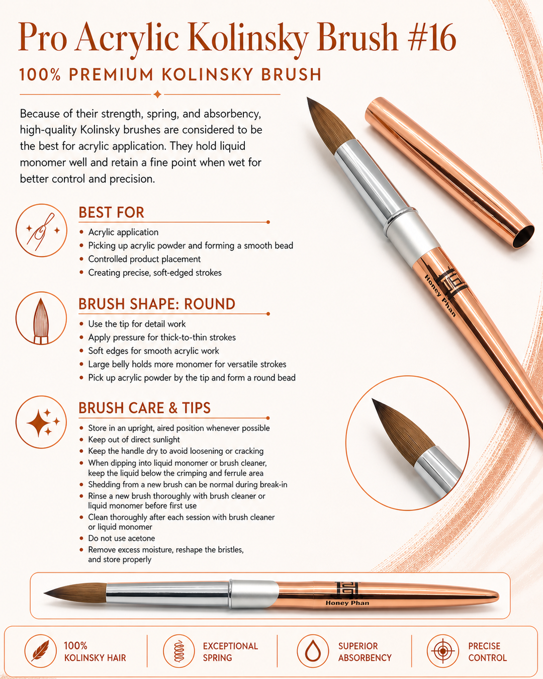 Pro Acrylic Kolinsky Brush Size 