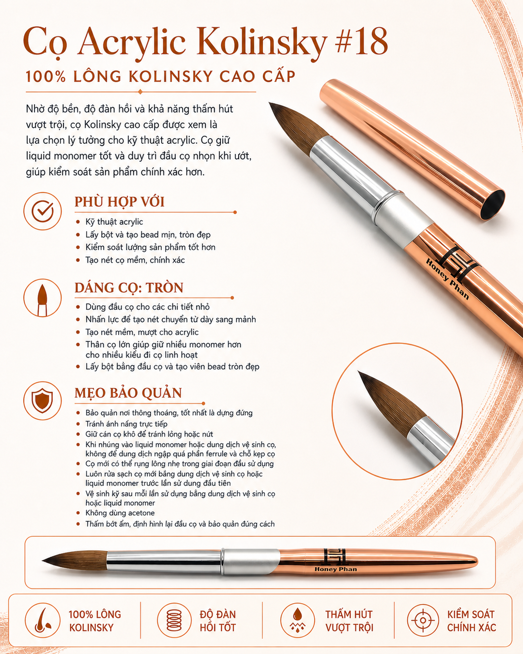 Pro Acrylic Kolinsky Brush Size 