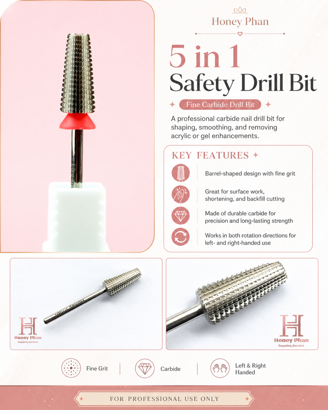 5 in 1 Safety Drill Bit – HONEY'S NAIL SECRET