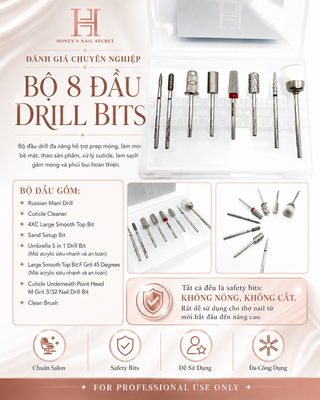 SAFETY DRILL BITS SET – HONEY'S NAIL SECRET