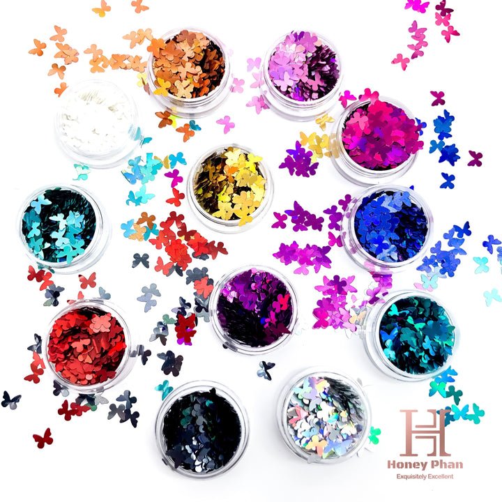 HOLOGRAPHIC CUTE BUTTERFLY Set 12 Colors